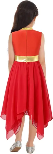Miniatura 159 de CHICTRY Vestido de baile lírico sin mangas asimétrico para niñas, disfraz de adoración litúrgica contemporánea