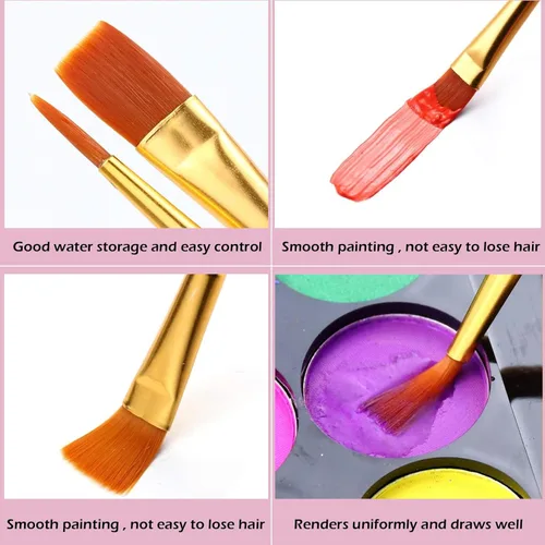 Miniatura 6 de AROIC Pinceles de pintura acrílica, 6 paquetes/60 piezas, juego de pinceles de nailon para pintura al óleo para acuarela, kits profesionales de Rosa