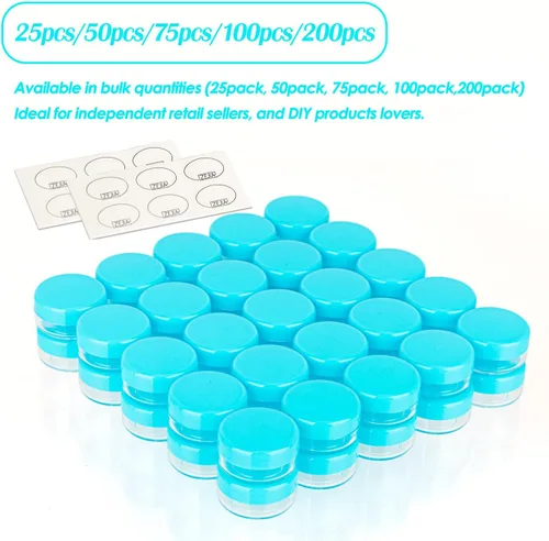 Miniatura 7 de Envases de muestra de 3 gramos con tapas, 75 paquetes de tarros de muestra diminutos con etiquetas, envases cosméticos de plástico mini para Tapa