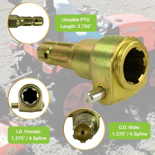 Miniatura 2 de Extensor Pto, hembra de 1-3/8 pulgadas y 6 spline, macho 1-3/8 pulgadas y 6 spline, 70 CV