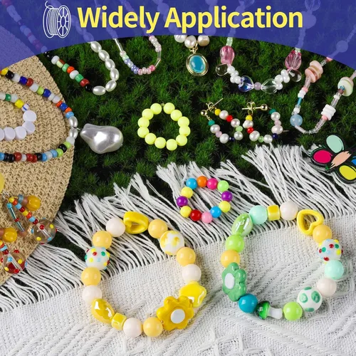 Miniatura 5 de FANDAMEI Cordón elástico de 1mm para pulseras, cordón de cuentas elásticas de cristal para pulseras de joyería, cuerda elástica transparente