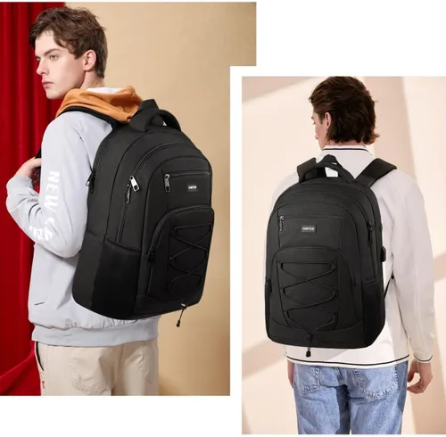 Miniatura 2 de YAMTION Mochila escolar para hombres y mujeres, mochila universitaria para adolescentes, mochila para computadora portátil, mochila escolar con Negro