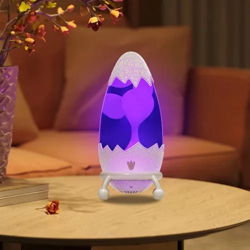 Miniatura 5 de Lámpara de movimiento líquido con diseño de huevo de dinosaurio agrietado, luz nocturna retro para dormitorio, 17 modos de cambio de color, luz