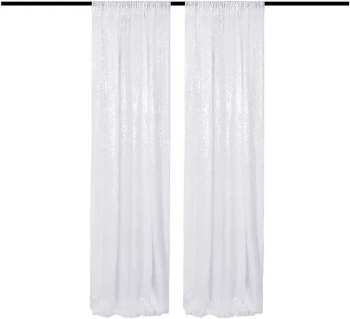 Miniatura 20 de Cortinas de fondo de lentejuelas negras con purpurina de 2 x 8 pies, 4 paneles para decoración de bodas, fiestas de cumpleaños, despedidas de Negro