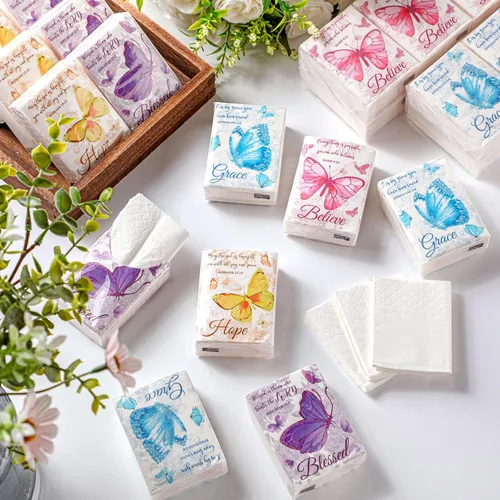 Miniatura 7 de Seajan Paquete de 120 pañuelos de viaje cristianos de 3 capas a granel con versículos de la Biblia, pañuelos de bolsillo, tamaño de viaje, paquete