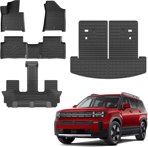 Miniatura 21 de Alfombrillas de Piso Compatibles con Ford Explorer 2020-2026 de 6 Asientos, Alfombrilla de Maletero, Forro de Carga TPE, Protector de Asiento