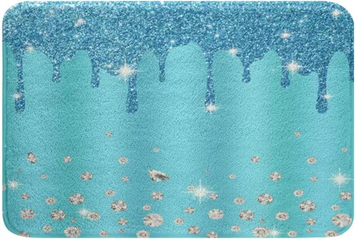 Miniatura 14 de Feelyou Alfombras de baño con lazo coquette de 16 x 24 pulgadas, tapetes de baño Leopared con lazos para niños, adolescentes y adultos con purpurina