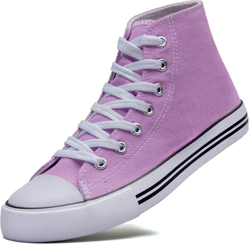 Miniatura 2 de Tenis altos clásicos para niños, zapatos de lona para niñas y niños, zapatos de tenis con cordones, tenis de lona de moda, zapatos casuales