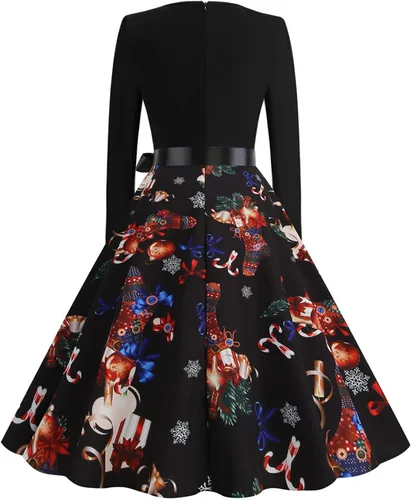 Miniatura 4 de Ropa de otoño para mujer 2022, vestido vintage de manga larga de Navidad de los años 50, vestido de fiesta de noche de fiesta de graduación