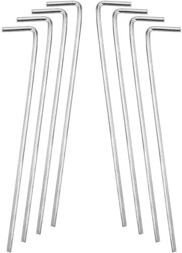 Juego de 20 estacas de acero sólido galvanizado en forma de L, gancho de metal resistente a la corrosión, estacas de jardín para plantas y