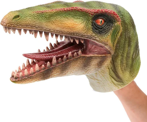 Miniatura 8 de Gemini&Genius Triceratops Marionetas de Mano de Dinosaurio Grandes de Goma Suave Realistas Divertidas y Aterradoras Cabeza de Dino Marionetas