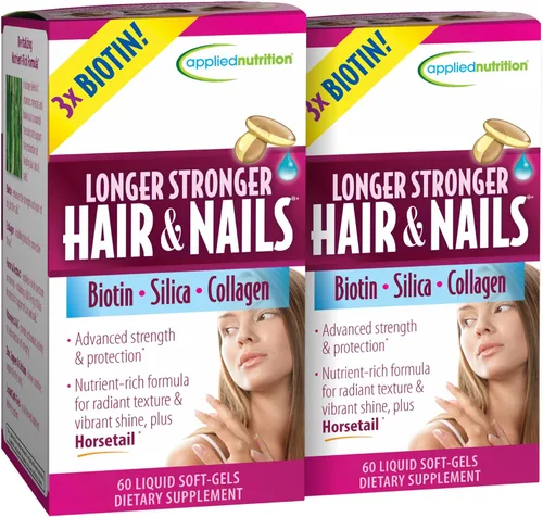 Miniatura 11 de Applied Nutrition Cabello y uñas más fuertes más largas – 60 geles suaves líquidos, paquete de 4 – con biotina, sílice y colágeno – 30 porciones