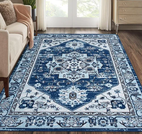 Miniatura 22 de JOLENE.K Alfombra oriental lavable de 6 x 9 pies, suave, con estampado envejecido, vintage, antideslizante, resistente a las manchas, de pelo bajo