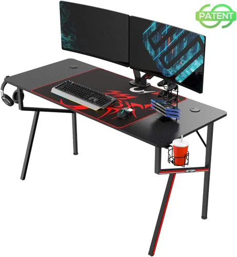 Miniatura 8 de EUREKA ERGONOMIC Escritorio para juegos de 55 pulgadas, estación de trabajo profesional para jugadores con bandeja de gestión de cables, soporte