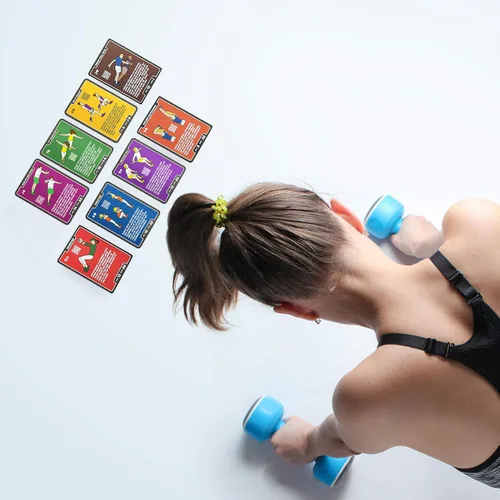Miniatura 2 de Stack 52 Tarjetas de ejercicio con mancuernas. Juego de cartas de entrenamiento. Instrucciones en video incluidas. Perfecto para entrenamiento
