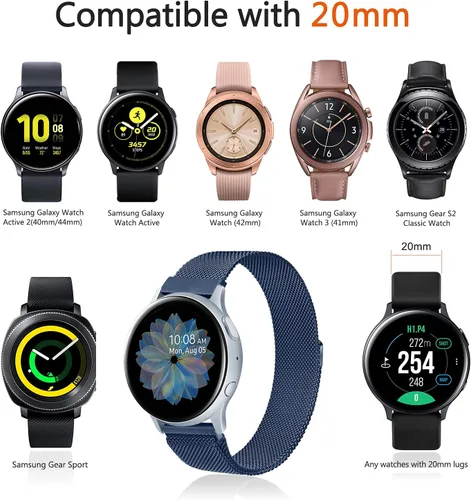 Miniatura 3 de Wanme Bandas de metal para Samsung Galaxy Watch Active 2, 1.73", 1.58", Active 1.58", Watch 3 1.61" y Galaxy Watch 1.65", 0.79", correa de repuesto