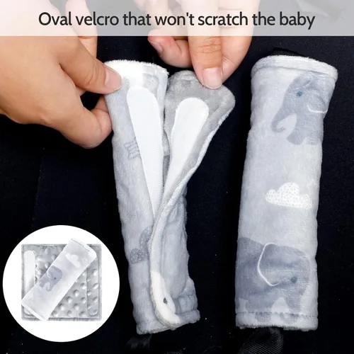 Miniatura 3 de TANOFAR Inserto de asiento de automóvil y fundas para correa, soporte de cabeza de asiento de automóvil gris para niños, cojín unisex suave