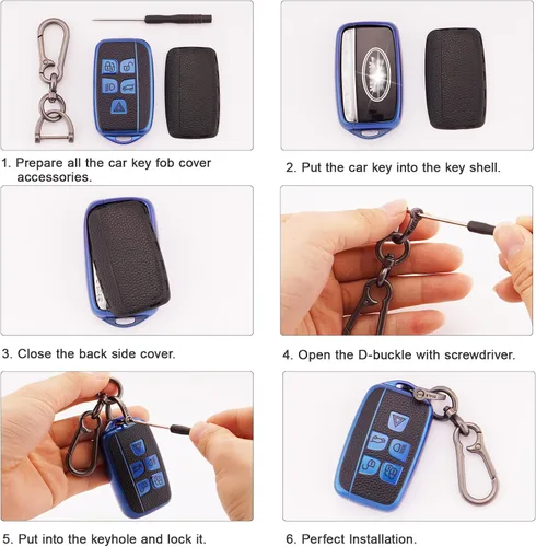 Miniatura 5 de EKALA Funda para Llavero de TPU Suave de Protección Completa con Keychain, Azul, Azul