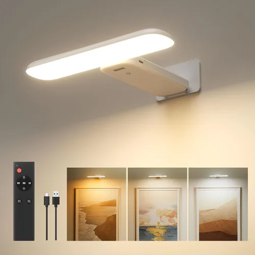 FULEN Luces de Imagen a Pilas Recargables, Luces de Marco de Fotos para Pared, Luces de Pared LED Inalámbricas para Arte, Pinturas, Galería y Diana,