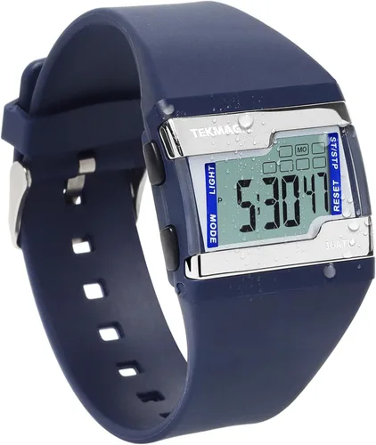 Reloj deportivo digital de 10 ATM, 330 pies, impermeable, para nadar y bucear con luz de fondo, cronómetro, reloj despertador y calendario, Azul