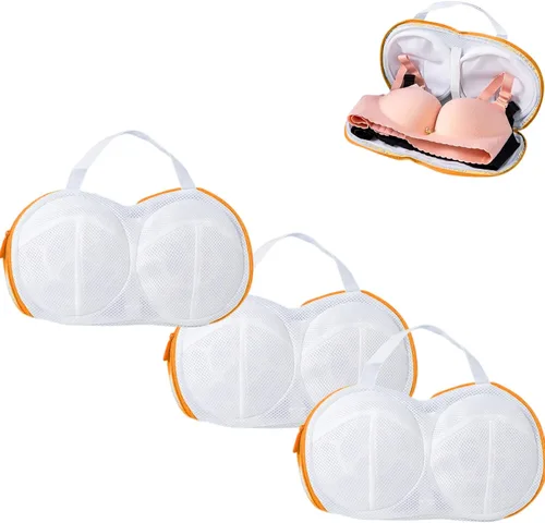Miniatura 9 de 3 piezas de bolsas para lavar sujetadores de lencería y ropa interior, juego de bolsas para lavadora con cremallera para mujeres, delicados azules