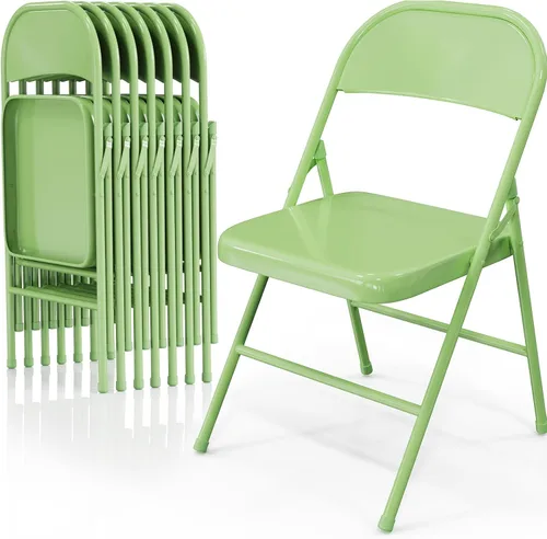 Miniatura 19 de VINGLI Sillas plegables con marco de metal de acero, capacidad de 350 libras, duraderas, portátiles y versátiles para uso en interiores y Negro