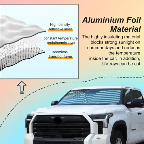 Miniatura 3 de Parasol para parabrisas para Toyota Tundra/Sequoia 2022-2024 para automóvil, reflector UV grueso, color plateado, protector para ventana delantera