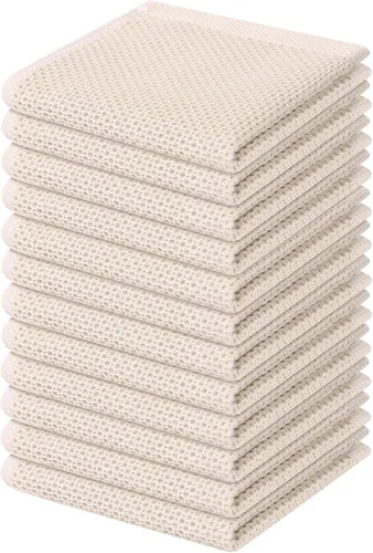 Miniatura 110 de Kitinjoy - Paños de cocina de 100 % algodón, tela de tejido gofrado, paño de limpieza ultrasuave, absorbente y de secado rápido. Gris Oscuro