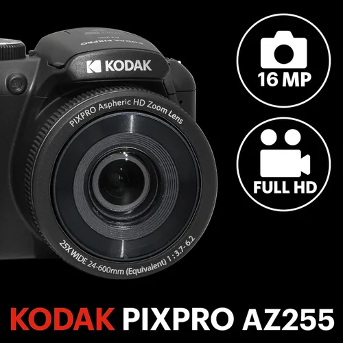 Miniatura 2 de Cámara digital KODAK PIXPRO AZ255-BK 16 MP Zoom óptico de 25x Lente gran angular de 24 mm Estabilización óptica de imagen Video Full HD 1080P de 3