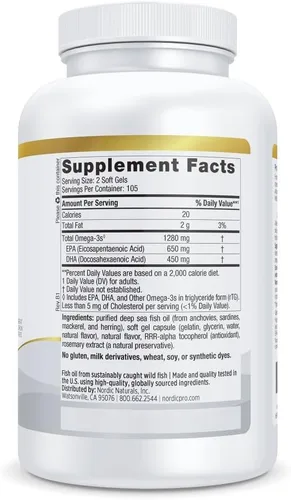 Miniatura 2 de Nordic Naturals ProOmega, sabor a limón, 210 geles suaves, 1000 mg de omega-3, aceite de pescado de alta potencia con EPA y DHA, promueve la salud