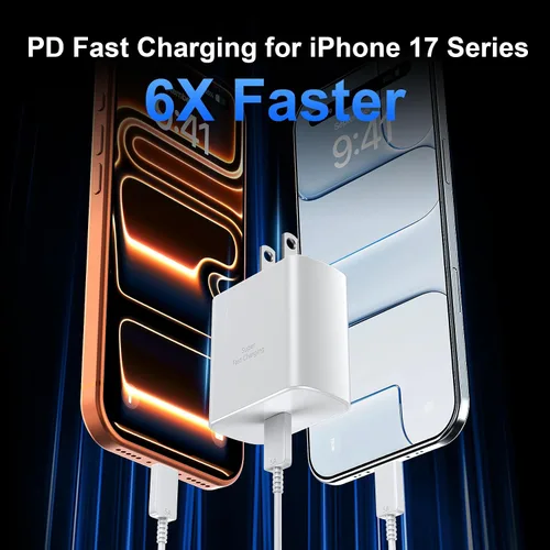 Miniatura 5 de Bloque de cargador USB C para iPhone 17 16 Pro Max de 45 W tipo C iPhone 16 17, cargador súper rápido con cable de carga rápida tipo C de 10 pies