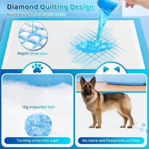 Miniatura 6 de Almohadillas para entrenamiento de mascotas y cachorros a prueba de fugas, almohadillas de orina jumbo para perros con polímero grueso de absorción