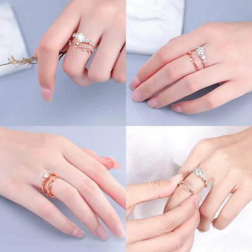 Miniatura 5 de MOOSEA Regalos para el día de San Valentín para ella, anillos de diamantes creados en laboratorio con claridad VVS1 de 14 quilates, color blanco