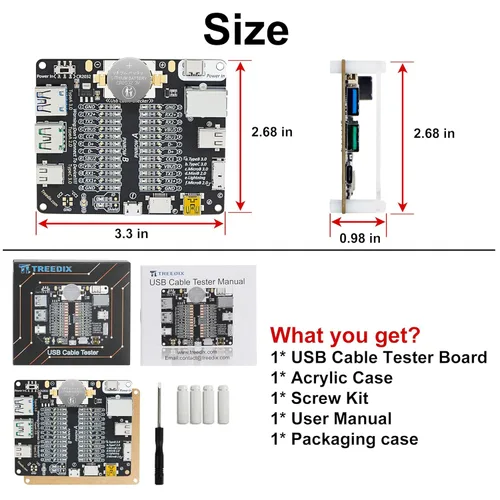 Miniatura 7 de Tablero de prueba de cable USB Treedix con estuche de acrílico, comprobador de cable USB, cable de datos con carga, línea de datos de prueba, tipo