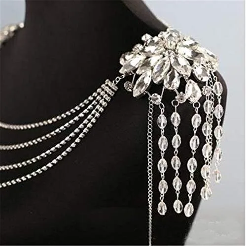 Miniatura 2 de WIIPU Lujo Rhinestone Crystal Collar Cadena de Hombro de la novia joyas de boda (A1393)