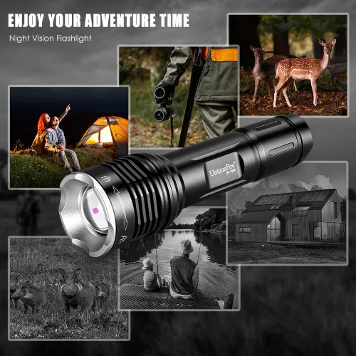 Miniatura 7 de Mini 850 nm IR iluminador linterna luces para visión nocturna, linterna infrarroja pequeña zoomable luz antorcha, 3 modos de memoria función IR 850nm