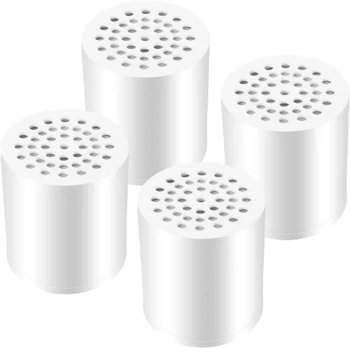 Laicky Paquete de 4 filtros de ducha de 20 etapas, cartucho de repuesto universal, purificador de agua dura, elimina cloro, metales pesados, hierro,