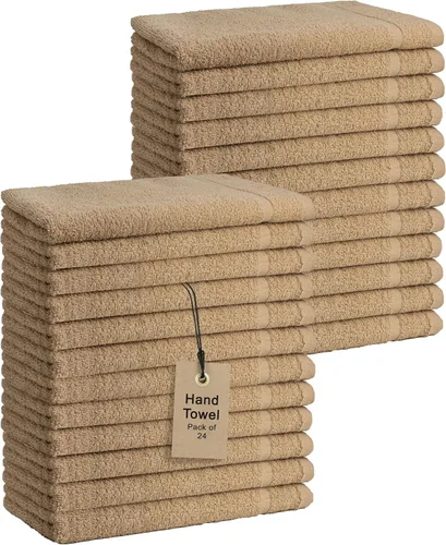 Miniatura 19 de Toallas de baño básicas medianas de 24 x 48 pulgadas, paquete de 6, color beige, suaves y absorbentes, toallas de algodón multiusos para baño, spa