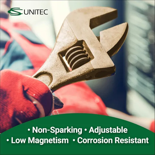 Miniatura 2 de CS Unitec Llave ajustable sin chispas y no magnética Herramienta de bronce de aluminio de 6 pulgadas, certificado TUV y libre de berilio