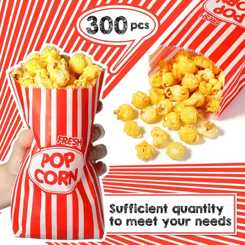 Miniatura 3 de 300 bolsas de papel para palomitas de maíz a granel de 1 onza desechables de carnaval, bolsas rojas para golosinas, accesorios para máquina