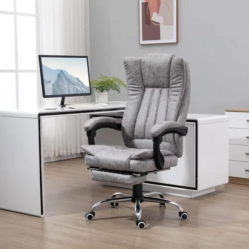 Miniatura 2 de Vinsetto Silla de oficina de masaje de vibración de 6 puntos, silla de computadora con respaldo alto con calor, altura ajustable, respaldo Gris
