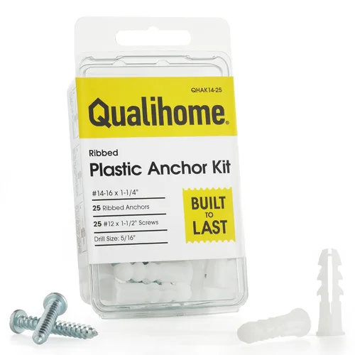 Miniatura 10 de Qualihome Kit de Anclajes de Plástico Acanalado para Paneles de Yeso - Anclajes de Pared y Tornillos para Paneles de Yeso Incluye Anclajes