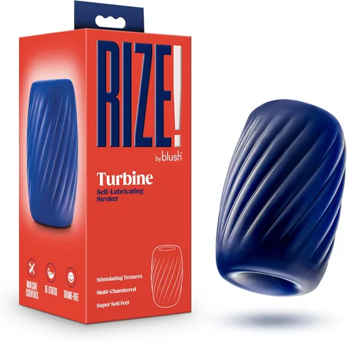Blush Rize! Turbine 4" Auto-Lubricante Stroker ~ Juegos previos y Rub-a-Dub 3 cámaras de placer ~ Masturbador de extremo abierto de tacto blando ~