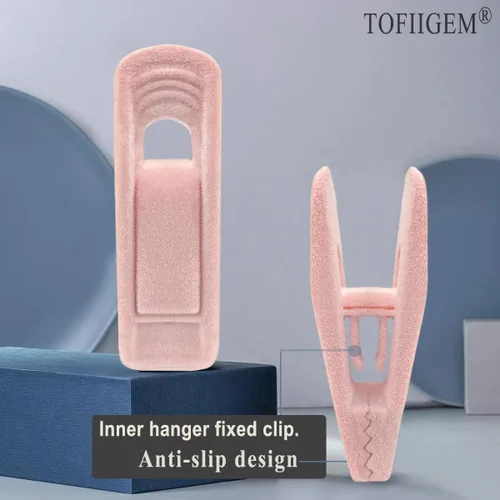 Miniatura 5 de TOFIIGREM Clips de terciopelo rosa claro, 20 unidades, clip de terciopelo antideslizante para pantalones y faldas de terciopelo, clips fuertes