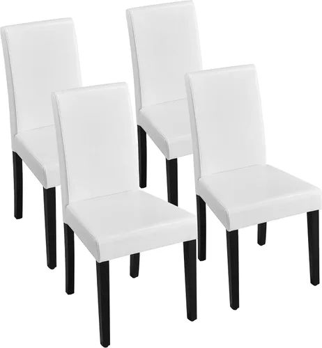 Miniatura 12 de Topeakmart Juego de 4 sillas de comedor de piel sintética con respaldo alto, patas de madera de pino acolchadas, sillas de cocina para comedor, sala