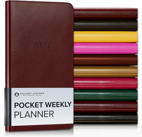 Miniatura 186 de Gallery Leather Agenda semanal y mensual grande 2025-2026, agenda y cuaderno con elegantes bordes de página dorados dorados, 12 meses, cactus Cactus