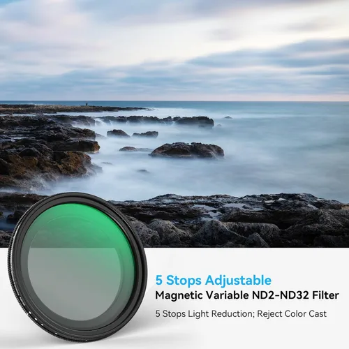 Miniatura 2 de SmallRig Filtro ND Variable Magnético de 52 mm ND2-ND32 (1-5 Paradas) Sin X Cross HD Vidrio Óptico Resistente al Agua y a los Arañazos Ajustable
