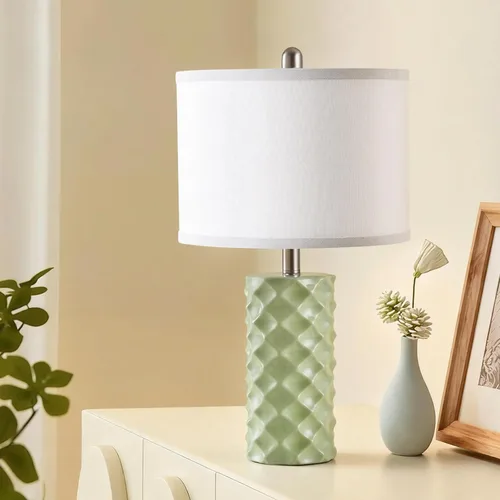 Miniatura 8 de Vitality Green & Star Diamond Lámparas de Mesa de Cerámica (Juego de 2) - 23" Lámparas Modernas de Lujo para Mesita de Noche, Dormitorios, Salas