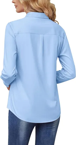 Miniatura 3 de TOLOVIC Wrinkle Free Womens Button Down Shirts for Women Long Sleeve Stretch Business Office Formal Work Blouses Tops