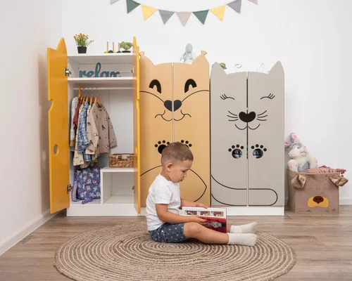 Miniatura 7 de Armario de vestir para niños pequeños fabricado en Europa, 9 colores de almacenamiento para niñas y niños, pintura a base de agua, armario de vestir